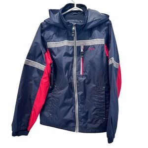 FOG by London Fog Kids Navy Red Hooded Windbreaker Jacket Size‎ 12